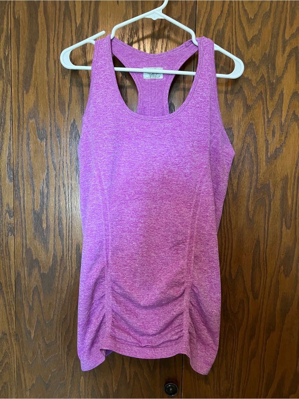 Athleta Heathered Pink Racerback Tank with Front Ruched Detail